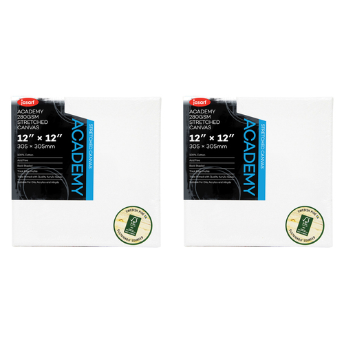 2PK Jasart Academy 18x24" Thin Edge Cotton Stretched Canvas 280GSM - White