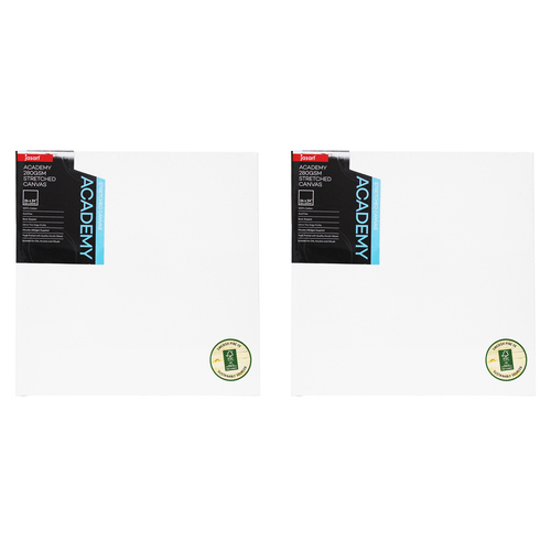 2PK Jasart Academy 24x24" Thin Edge Cotton Stretched Canvas 280GSM - White