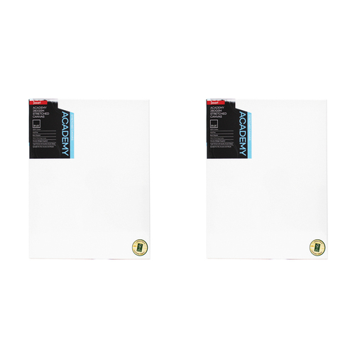 2PK Jasart Academy 18x24" Thick Edge Cotton Stretched Canvas 280GSM - White
