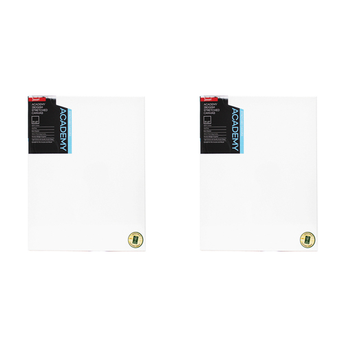 2PK Jasart Academy 30x20" Thick Edge Cotton Stretched Canvas 280GSM - White