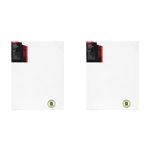 2PK Jasart Studio 14x18" Thin Edge Cotton Stretched Canvas 380GSM - White