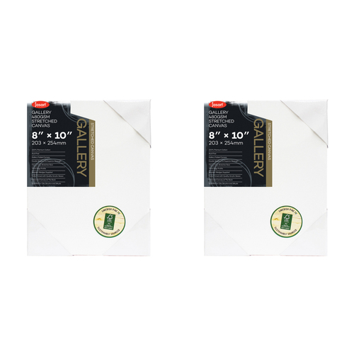 2PK Jasart Gallery 8x10" Thick Edge Cotton Stretched Canvas 480GSM - White