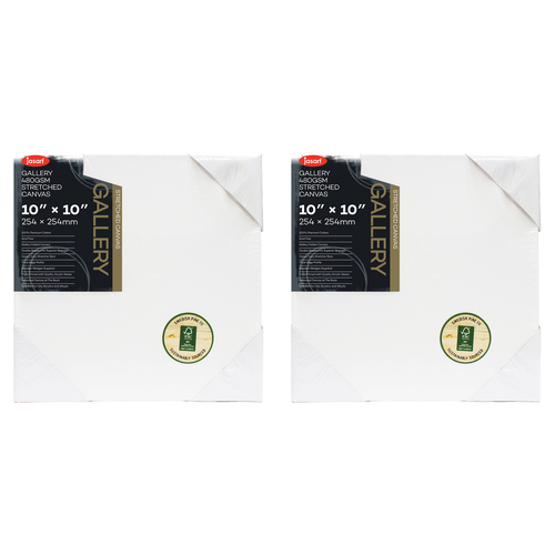2PK Jasart Gallery 10x10" Thick Edge Cotton Stretched Canvas 480GSM - White