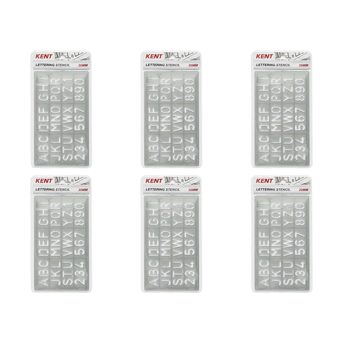 6PK Kent Lettering Stencil 20mm Home/School stationery Drawing/Design