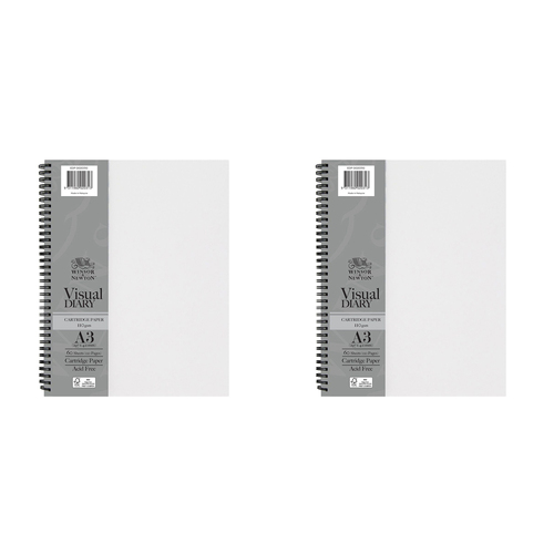 2PK Winsor And Newton Wire Bound Visual Diary FSC MIX CREDIT A3 Clear Cover
