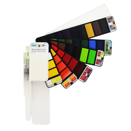 Jasart Voyager 33-Watercolour Compact Palette Set w/ Brush