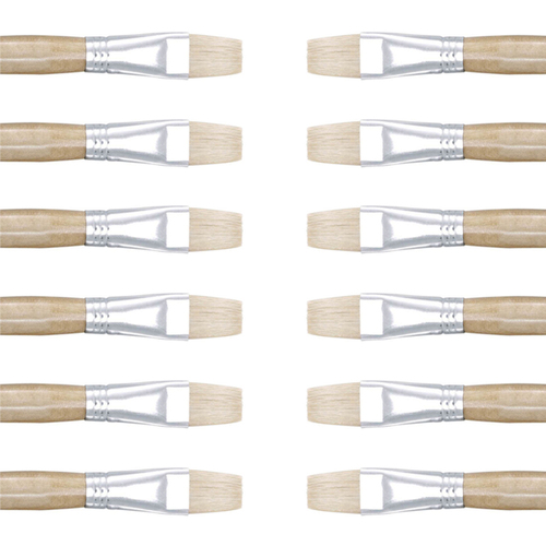 12PK Jasart Hog Bristle Series 579 Flat Paint Brush - Size 12