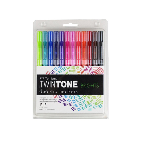 12pc Tombow TwinTone Dual Tip Marker Set - Brights