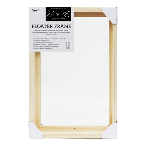 Jasart Thin Edge Artwork 24x36" Floater Frame Wood - Natural