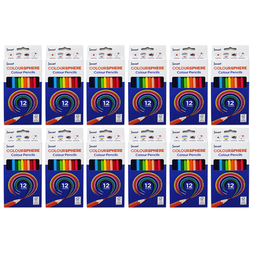 12x 12pc Jasart Coloursphere Colour Pencil Set - Triangular