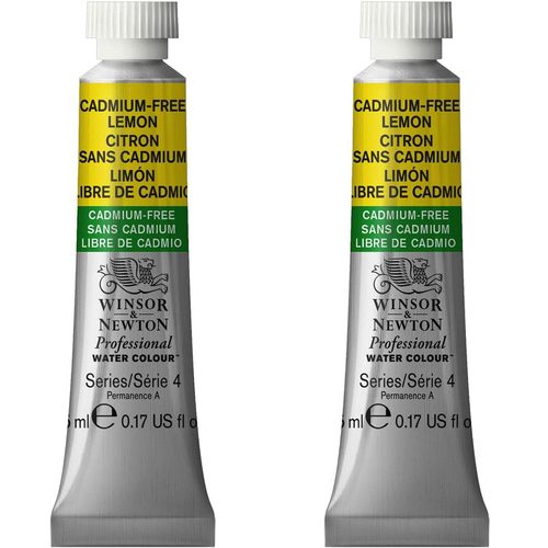 2PK Winsor & Newton 5ml Professional Watercolour Tube Cadmium Free Lemon S4