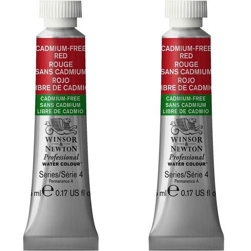 2PK Winsor & Newton 5ml Professional Watercolour Tube Cadmium Free Red S4