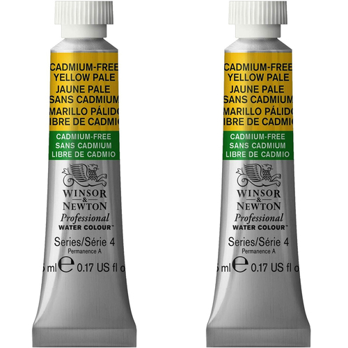2PK Winsor & Newton 5ml Pro Watercolour Tube Cadmium Free Yellow Pale S4