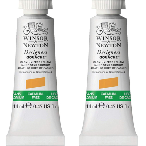 2PK Winsor & Newton 14ml Designers' Gouache Cadmium Free Yellow S4