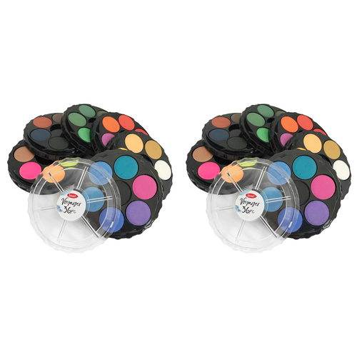 2x 36pc Jasart Voyager Art/Craft Watercolour Discs Set