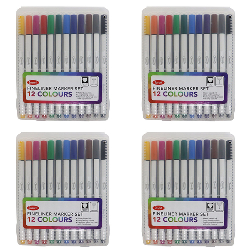 4x 12pc Jasart Fineliner 0.4mm Marker Quick-Drying Set