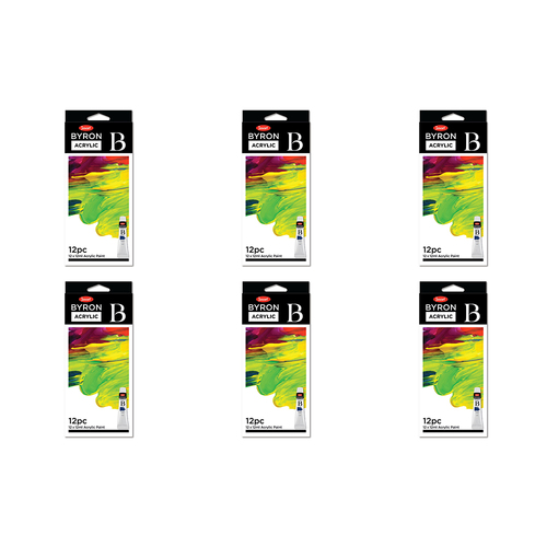 6x 12pc Jasart Byron 12ml Acrylic Paint Tube Set Art/Craft