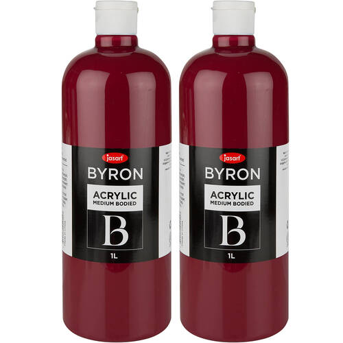 2PK Jasart Byron 1L Acrylic Paint Bottle Medium-Bodied - Magenta