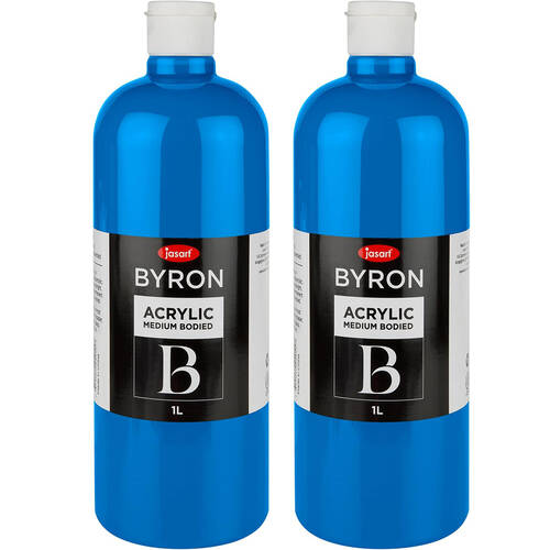 2PK Jasart Byron 1L Acrylic Paint Bottle Medium-Bodied - Cobalt Hue