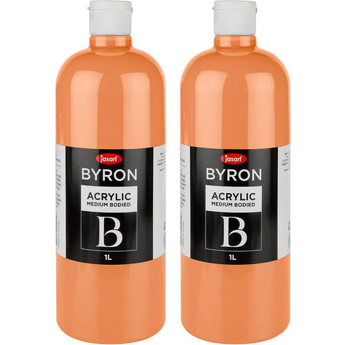 2PK Jasart Byron 1L Acrylic Paint Bottle Medium-Bodied - Coral
