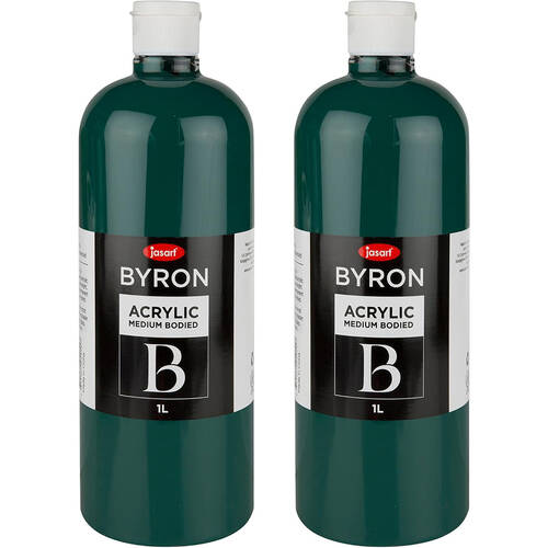 2PK Jasart Byron 1L Acrylic Paint Bottle Medium-Bodied - Forest Green
