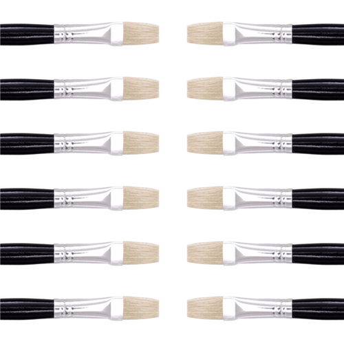 12PK Jasart Hog Bristle Series 577 Flat Paint Brush - Size 4