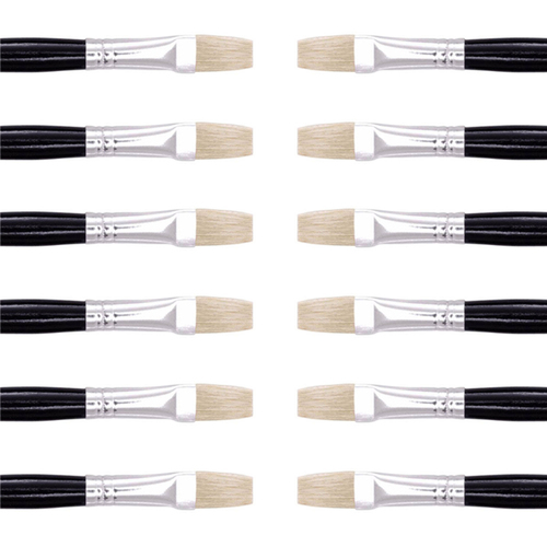 12PK Jasart Hog Bristle Series 577 Flat Paint Brush - Size 8
