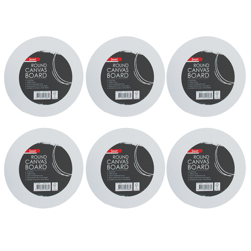 6PK Jasart Studio 10" Round Cotton Painting Canvas Panel 380GSM - White