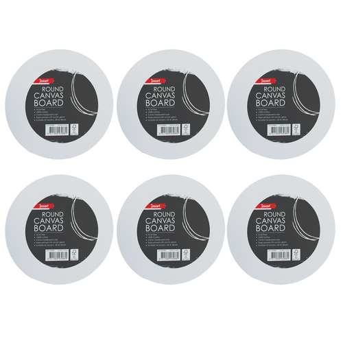 6PK Jasart Studio 12" Round Cotton Painting Canvas Panel 380GSM - White