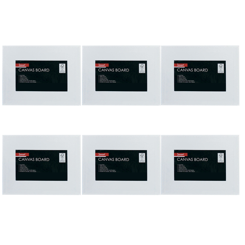 6PK Jasart Studio A4 Cotton Canvas Board Panel 380GSM - White
