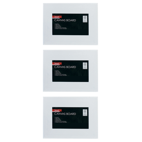 3PK Jasart Studio 12x12" Cotton Canvas Board Panel 380GSM - White