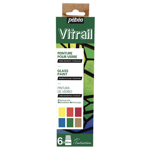 6pc Pebeo Vitrail Glass Paint 20ml Set Creative Art Painting