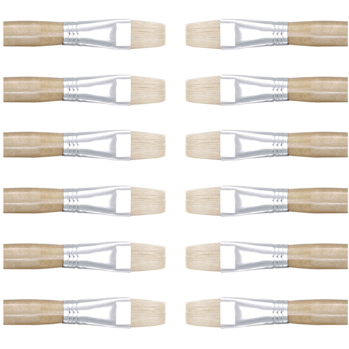 12PK Jasart Hog Bristle Series 579 Flat Paint Brush - Size 3