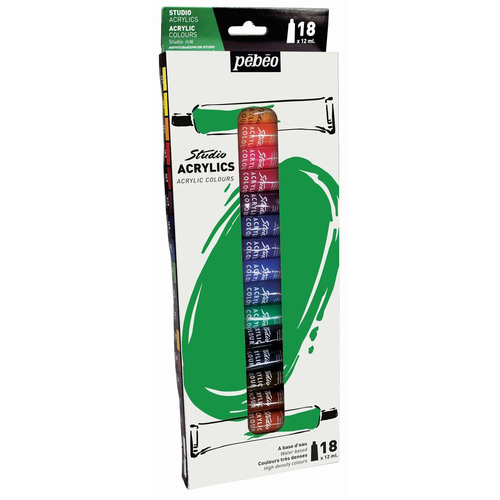 18pc Pebeo Studio Acrylic Set 12ml Creative Art Painting