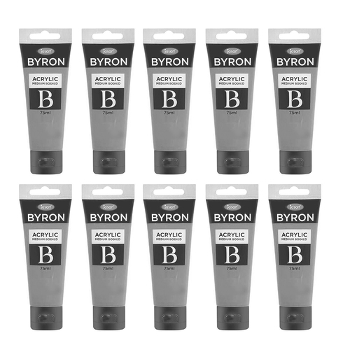 10PK Jasart Byron 75ml Acrylic Paint Tube Art/Craft - Glitter Silver