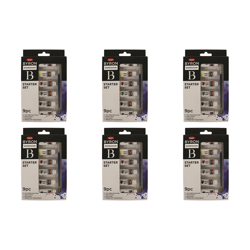 6x 9pc Jasart Byron 12ml Watercolour Art Paint Tube Set
