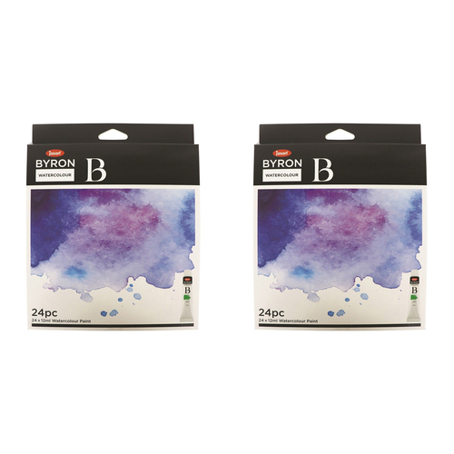 2x 24pc Jasart Byron 12ml Watercolour Art Paint Tube Set