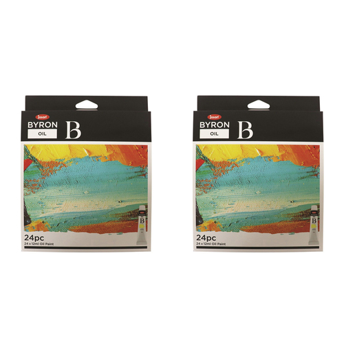 2x 24pc Jasart Byron 12ml Oil Paint Art/Craft Painting Tube Set