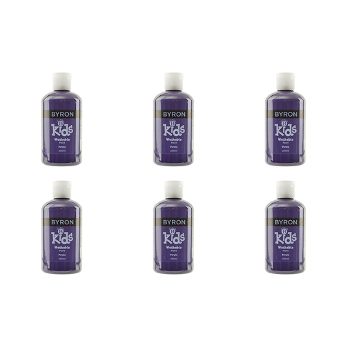 6PK Jasart Byron Kids 250ml Washable Paint Tube - Purple 3y+
