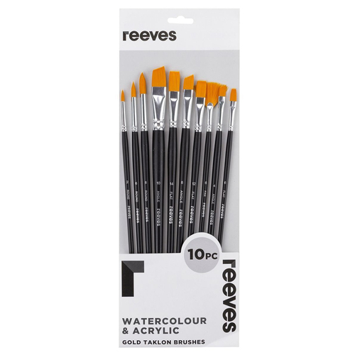 Reeves Gold Taklong LH Flat Round Angle & Fan Brush Set