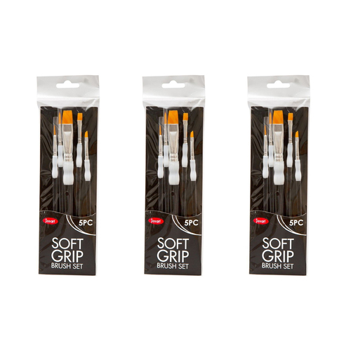 3x 5pc Jasart Soft Grip Synthetic Bristles Beginner Brush Set - Black