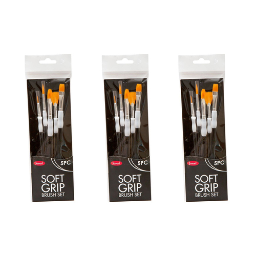 3x 5pc Jasart Soft Grip Synthethic Bristles Starter Brush Set - Black