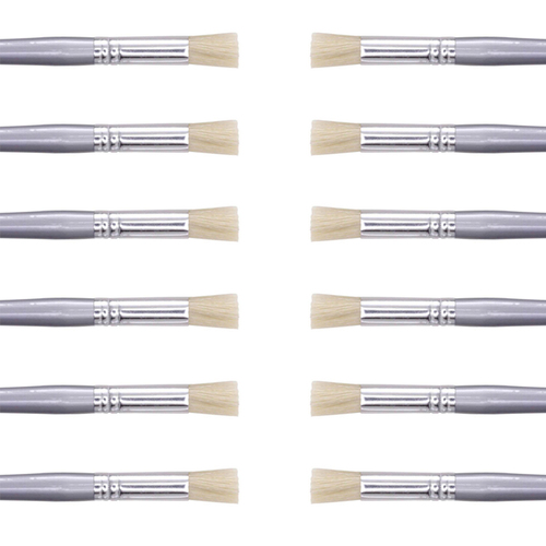 12PK Jasart Hog Bristle Stencil Paint/Colour Brush - Size 3