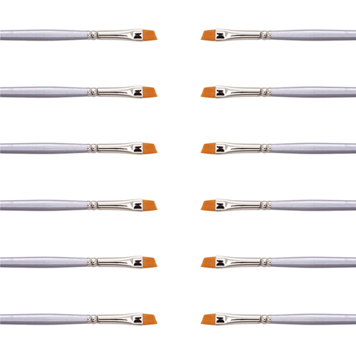 12PK Jasart Gold Taklon Angle Acrylic Paint Brush - Size 2