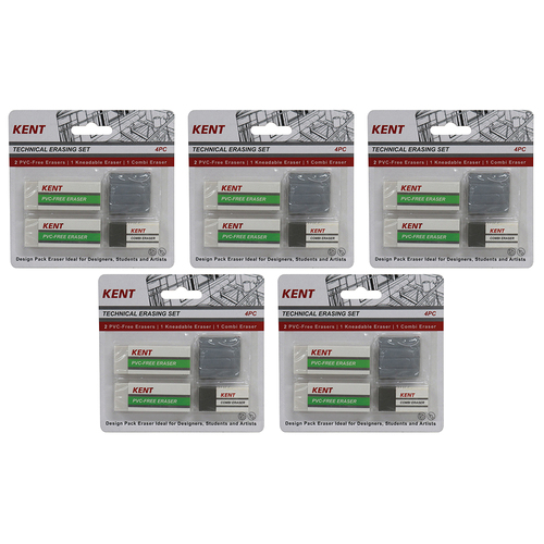 5x 4pc Kent Technical Eraser Home/School stationery Drawing/Design
