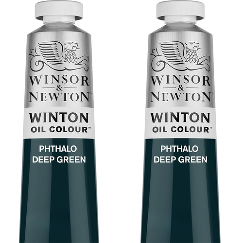 2PK Winsor & Newton 200ml Winton Oil Colour Paint Tube Phthalo Deep Green