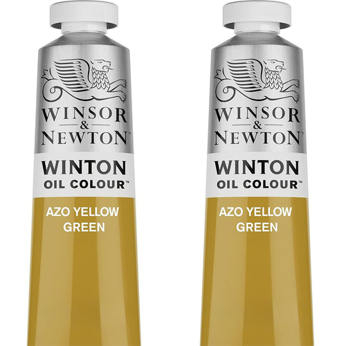2PK Winsor & Newton 200ml Winton Oil Colour Paint Tube Azo Yellow Green