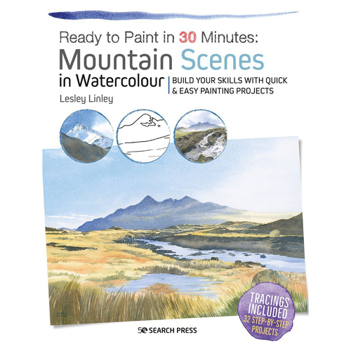 Search Press Ready to Paint in 30 Minutes Mountain Scenes in WC Paperback Book