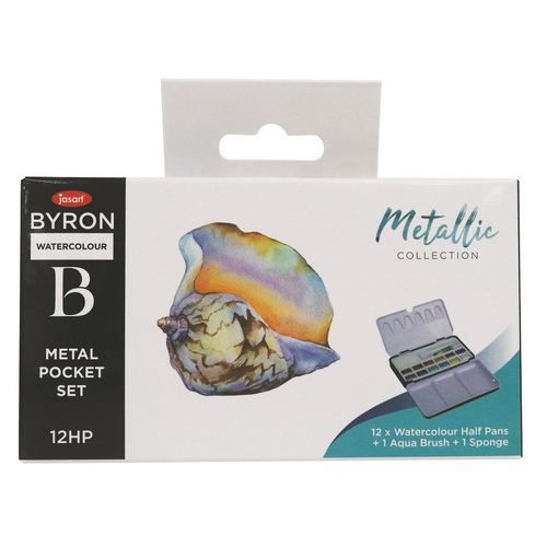 Jasart Byron 12-Colour Pocket Watercolour w/ Brush Set - Metallic