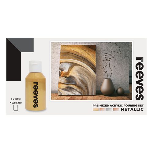 4pc Reeves Pre-Mixed Acrylic Pouring Set Craft/Art Painting Set 100ml